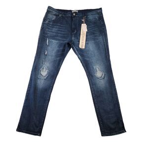 Blue Cult Jeans Mens 44X32 Moto Distressed Stretch Blue NWT Style 12FUS09-X